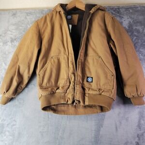 Polar King by Key Kids Brown Duck Canvas Fleece‎ Lined Hooded Work Jacket Kids